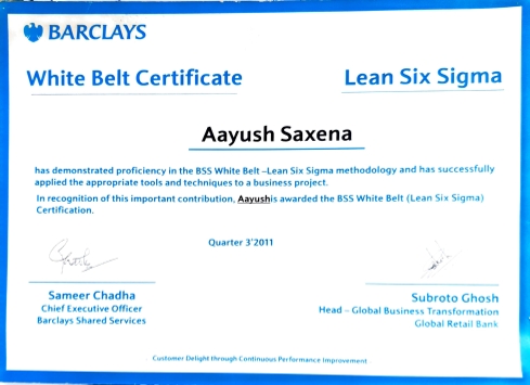 Lean Six Sigma White Belt certificate